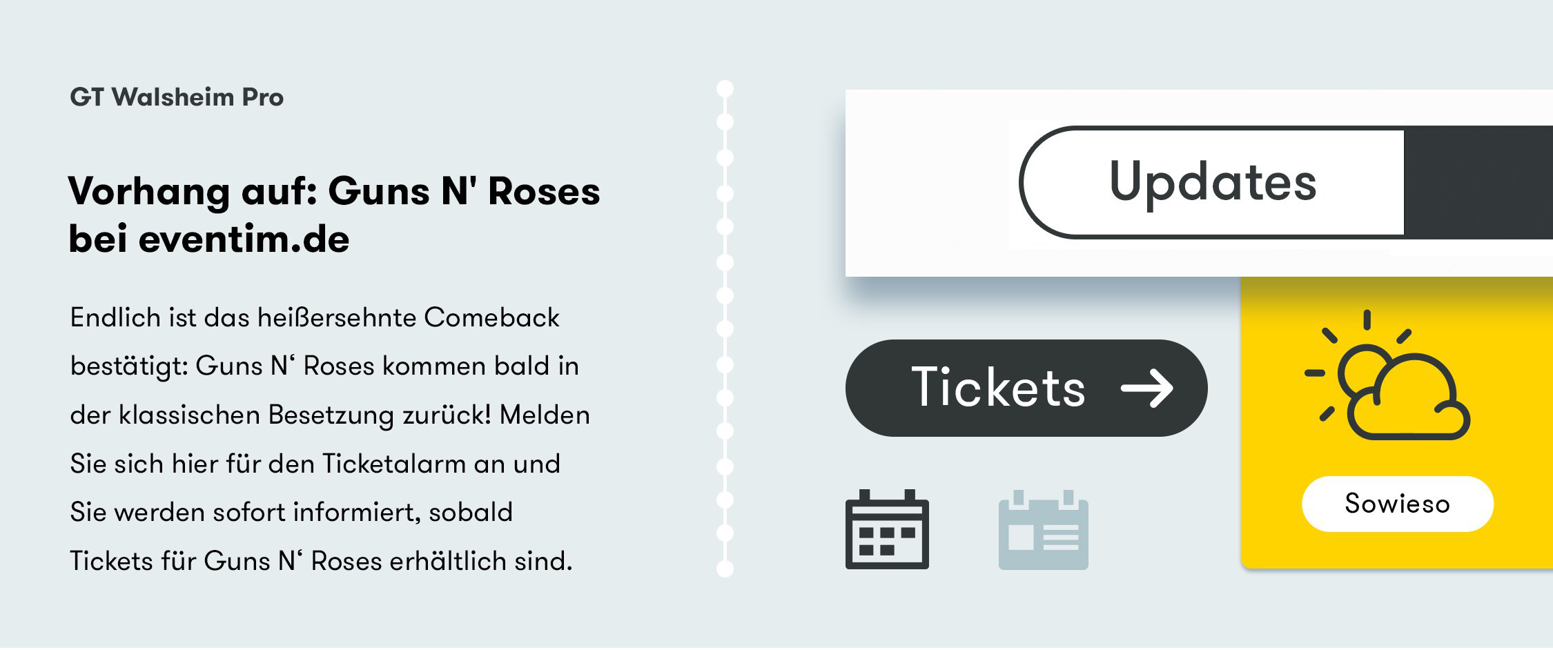The typeface, icons, shapes and weights set the style.